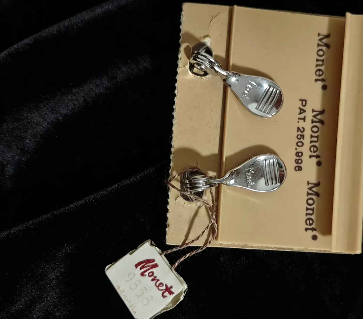 Monet Silver Double-Hoop Clip-On Earrings — product detail 2