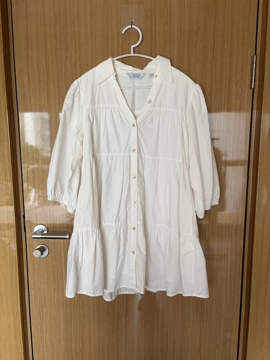 & Other Stories White Tiered Shirt Dress