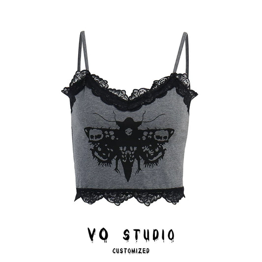 Moth Print Lace Camisole
