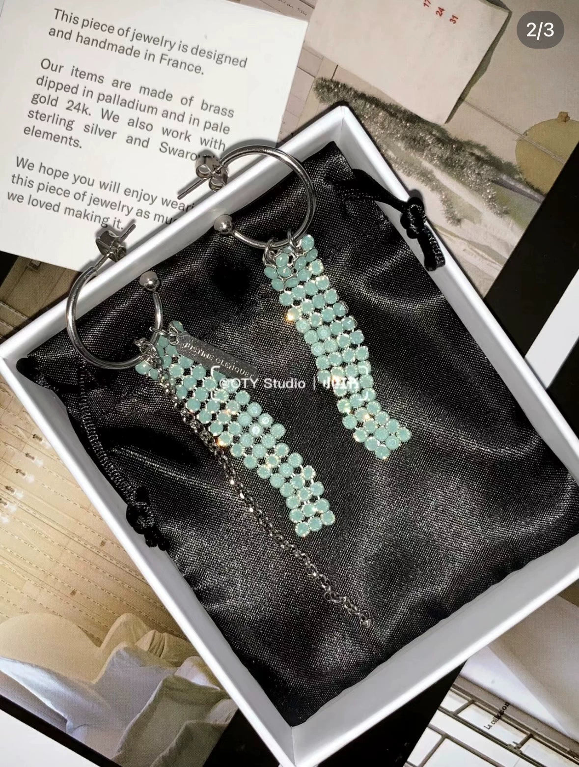 Justine Clenquet Sky-Blue Beaded Earrings — product detail 2