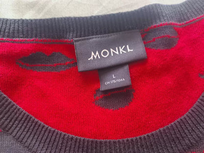 MONKI Black Red-Lip Knit Top