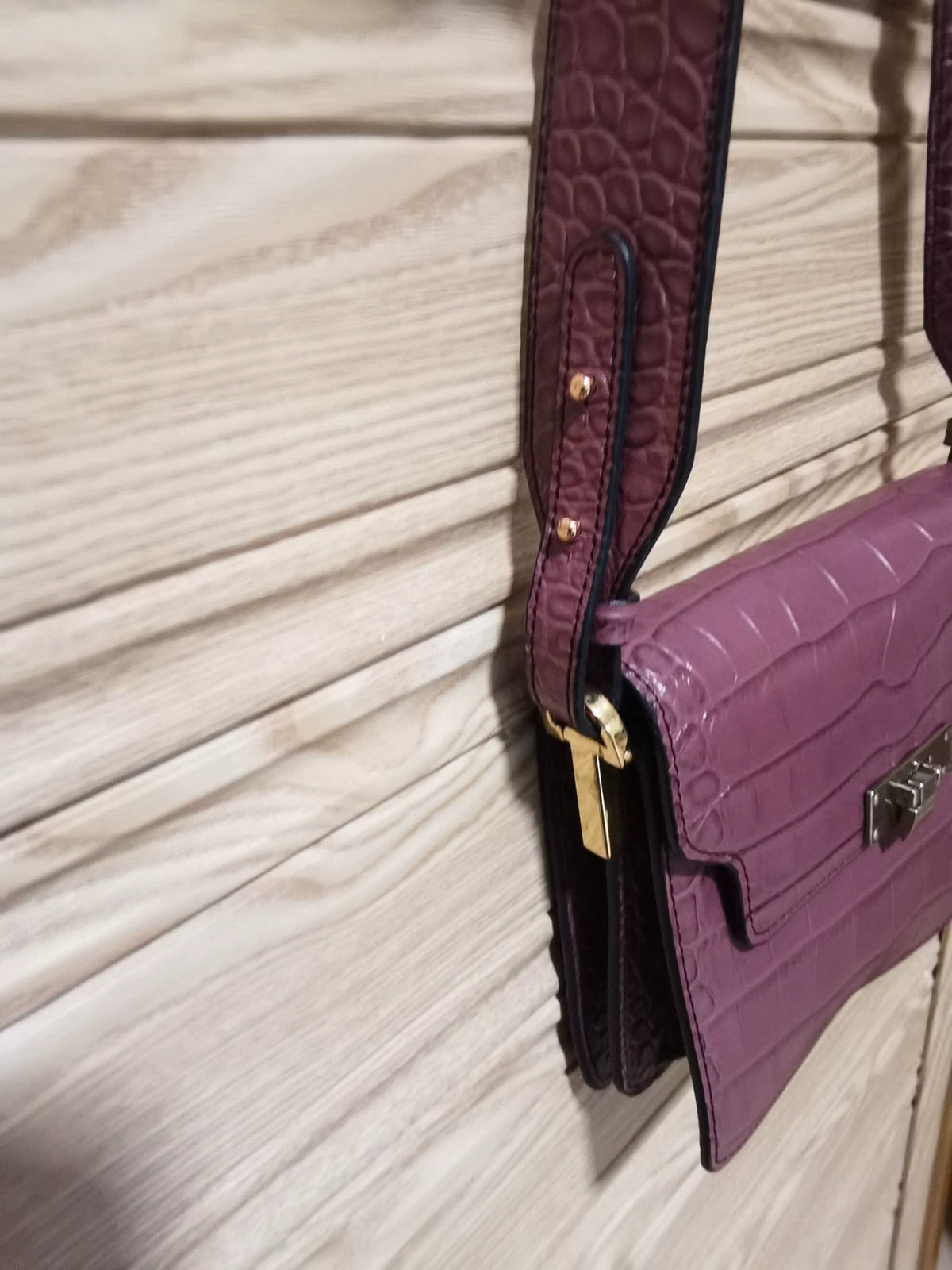 Marge Sherwood Burgundy Croc-Embossed Leather Shoulder Bag — original seller image 4