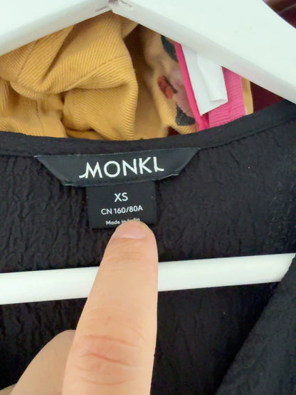 MONKI Black V-Neck Long-Sleeve Midi Dress