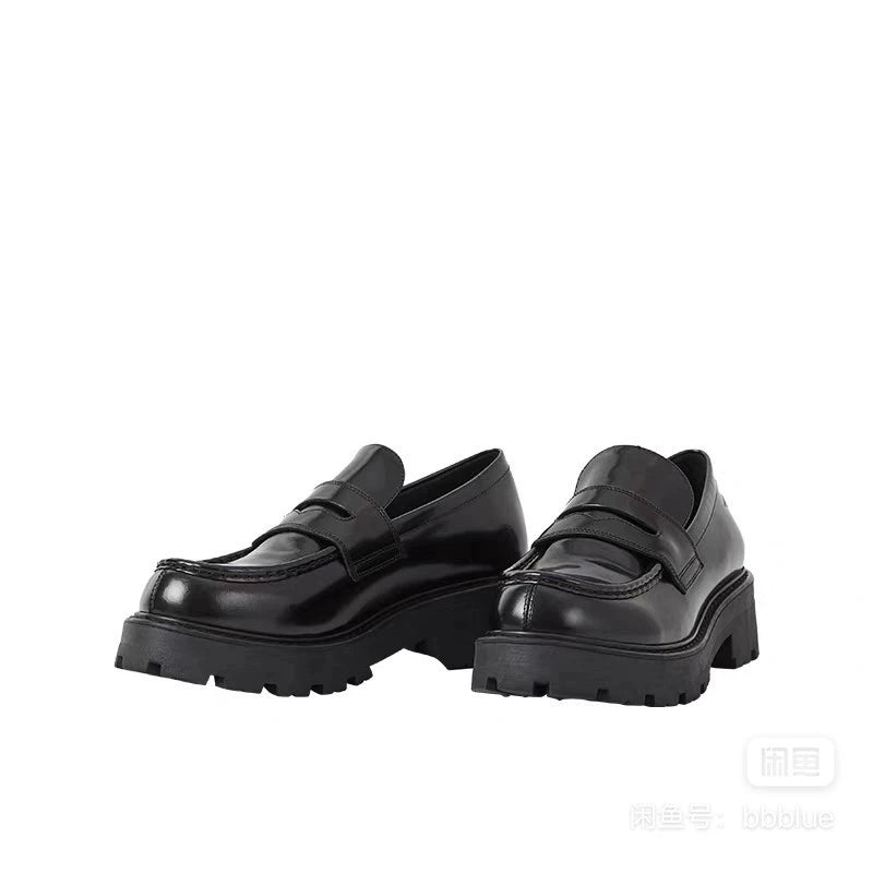 Vagabond Cosmo 2.0 Black Platform Loafers — front view