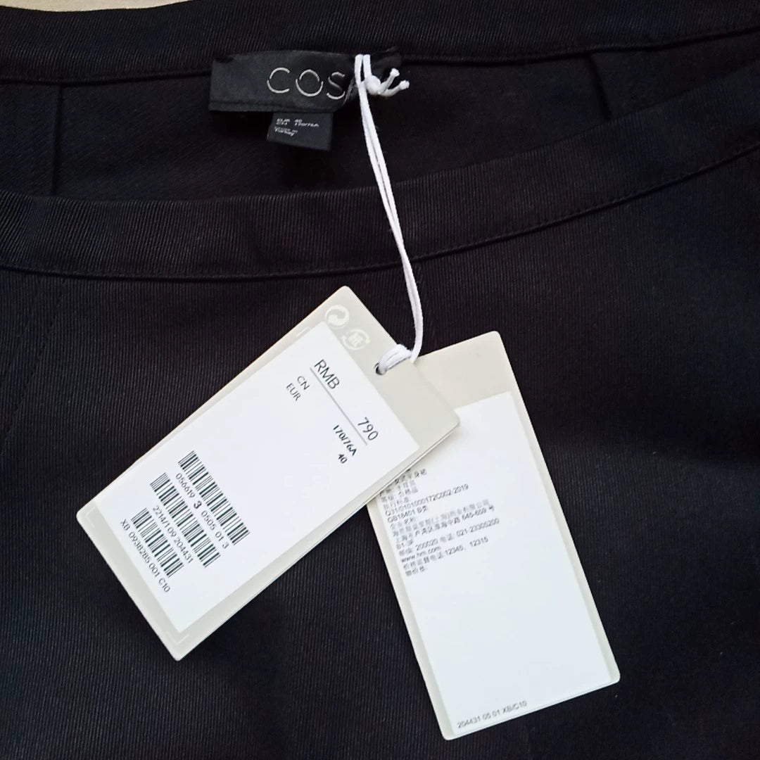 COS Black Asymmetric Cotton A-Line Skirt — product detail 7