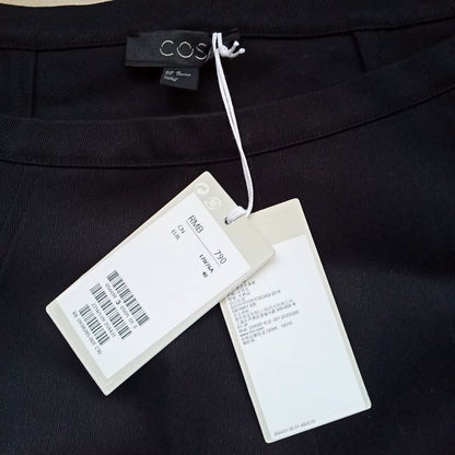 COS Black Asymmetric Cotton A-Line Skirt — product detail 7