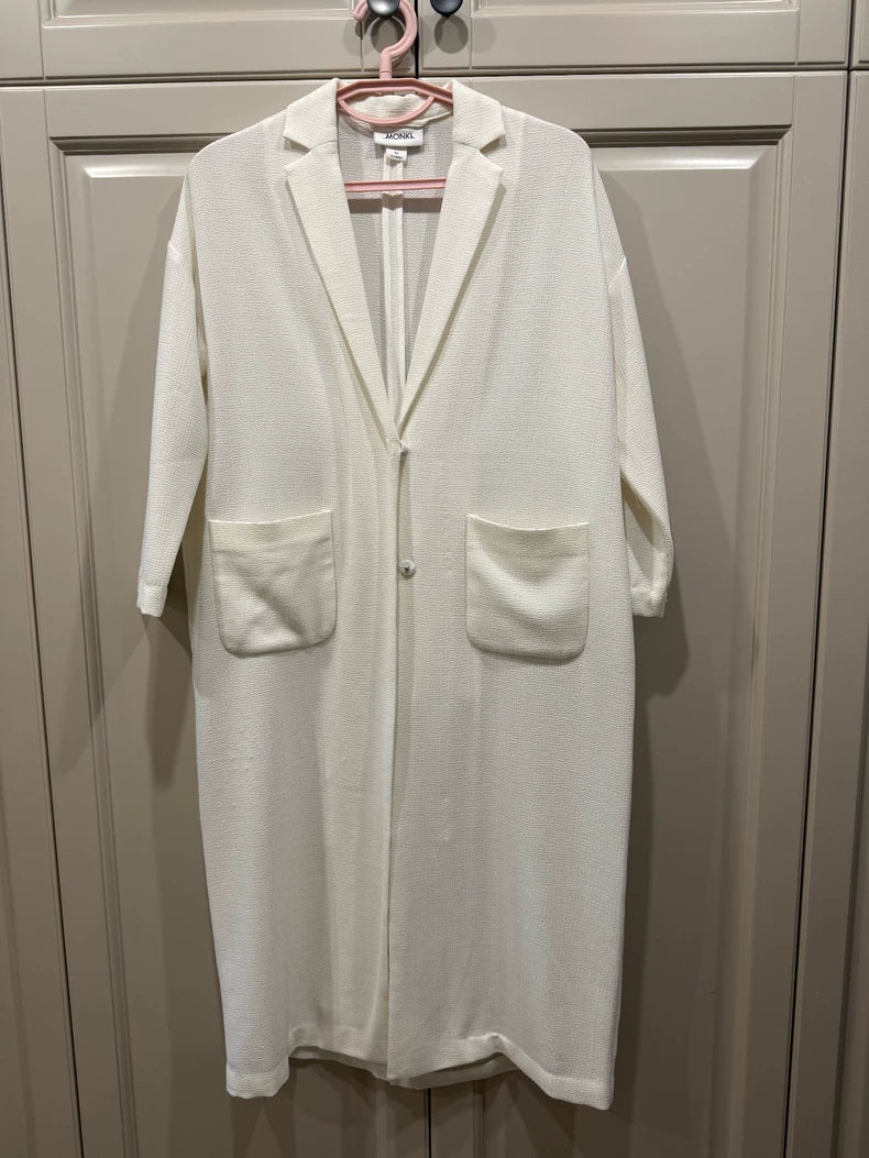 MONKI White Long Open Cardigan