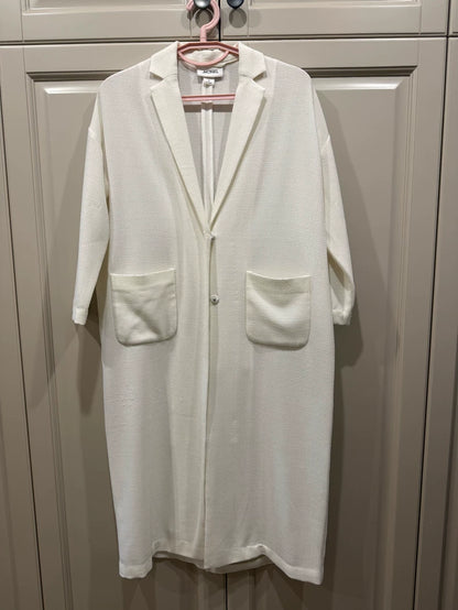 MONKI White Long Open Cardigan