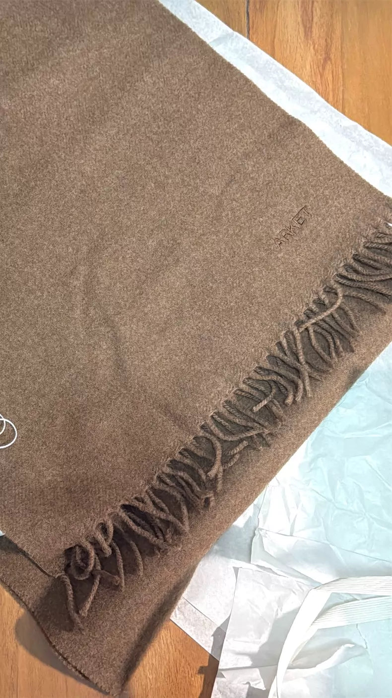 ARKET Brown Two-Tone Fringed Scarf