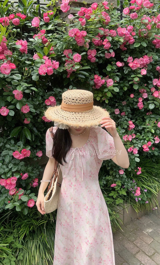 Pink romance chiffon maxi dress - front view