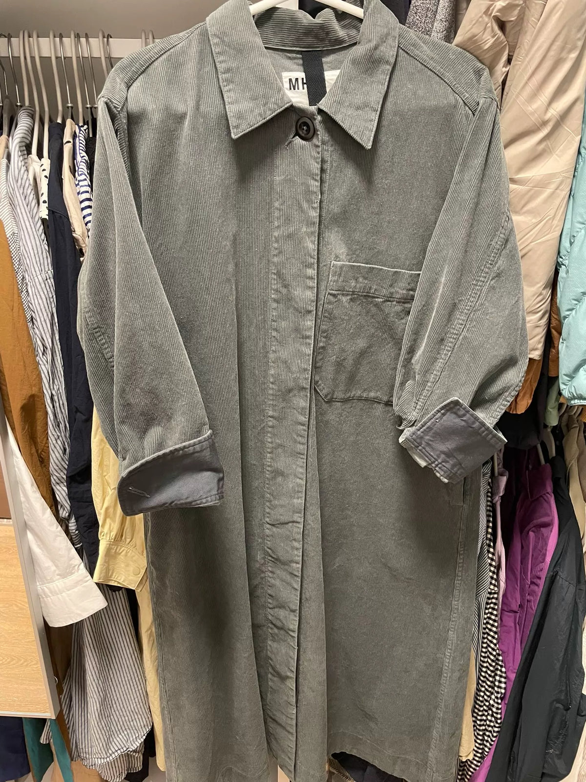 MHL Grey Cotton Corduroy Shirt Dress – photograph 1