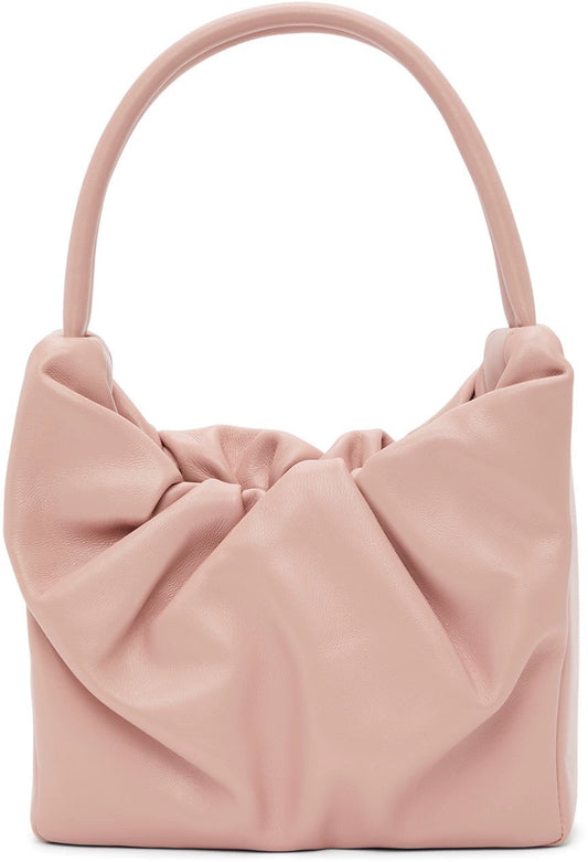 STAUD Felix Nude Pink Lambskin Bag — front view