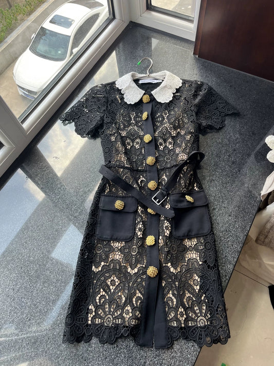 Self-Portrait Black Lace Mini Dress – UK 4 — original seller image 1