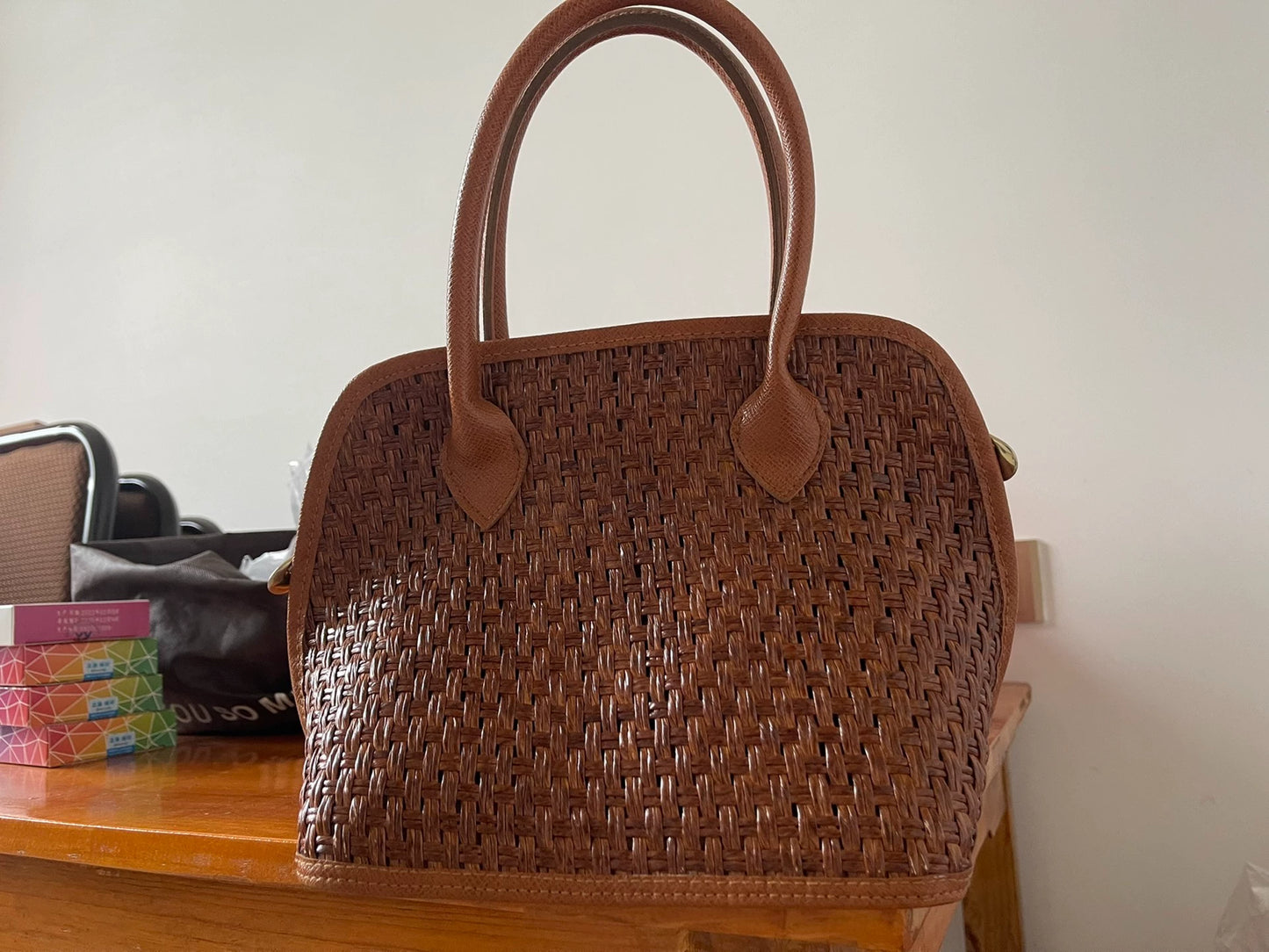 Japanese Vintage Woven Genuine Leather Bag — original seller image 1