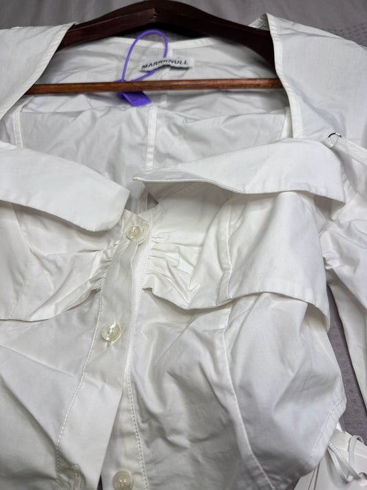 MARRKNULL White Off-Shoulder Long-Sleeve Shirt — original seller image 1