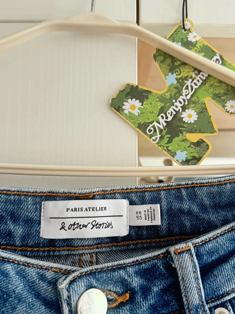& Other Stories Blue Cropped Straight Jeans