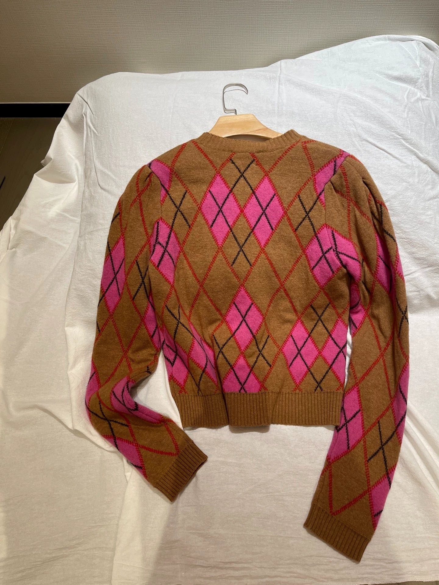 GANNI Pink-Brown Argyle Sweater — product detail 4