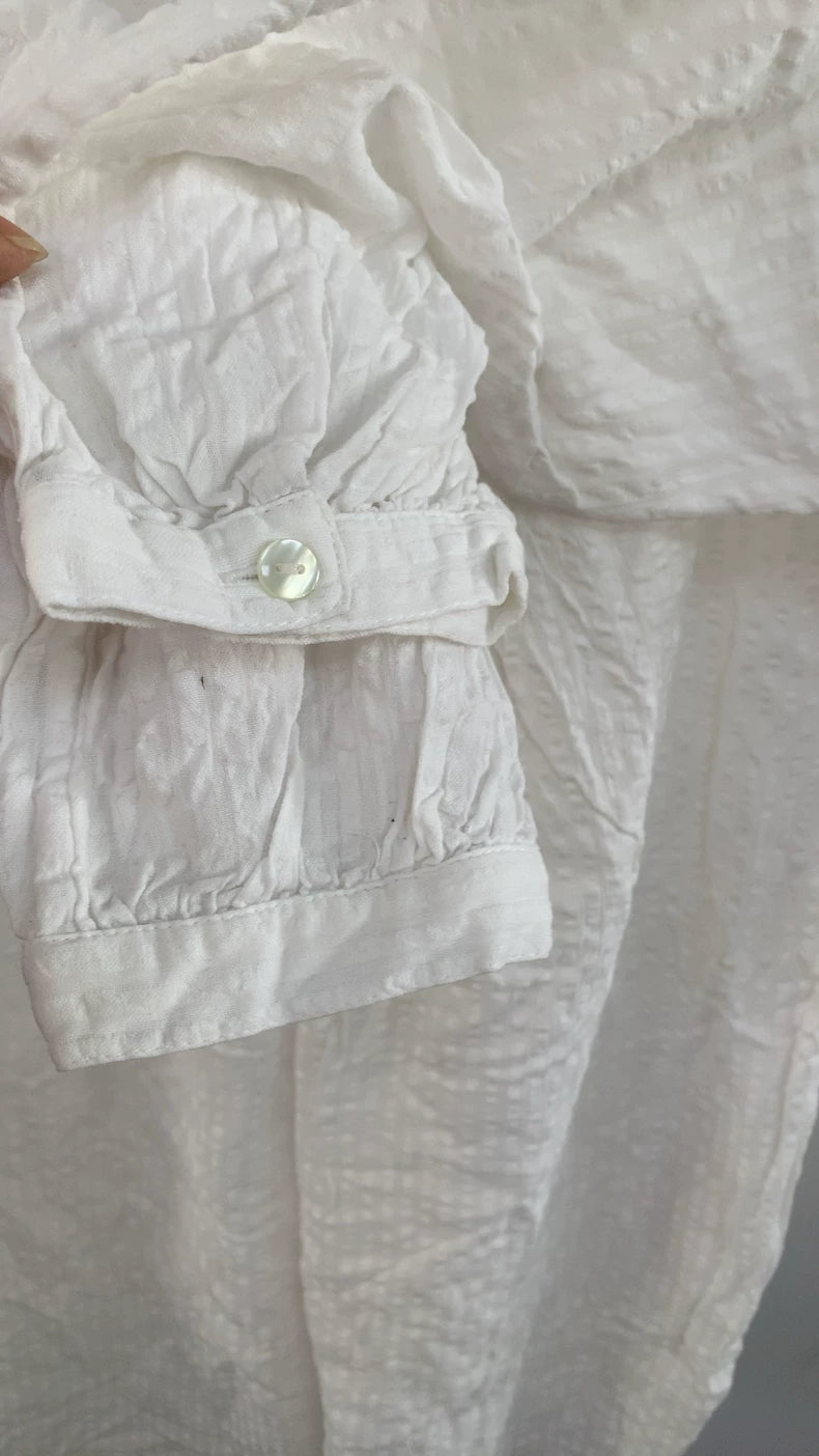 MONKI White Embroidered Cotton Tunic Dress