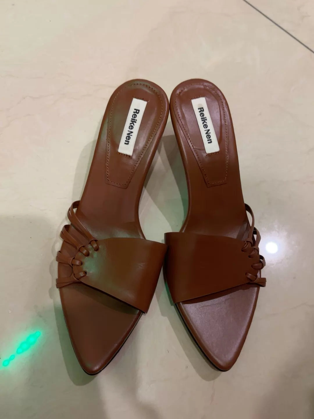 Reike Nen Brown Pointed Woven Mules – photograph 1