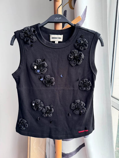 Crystal flower vest detail