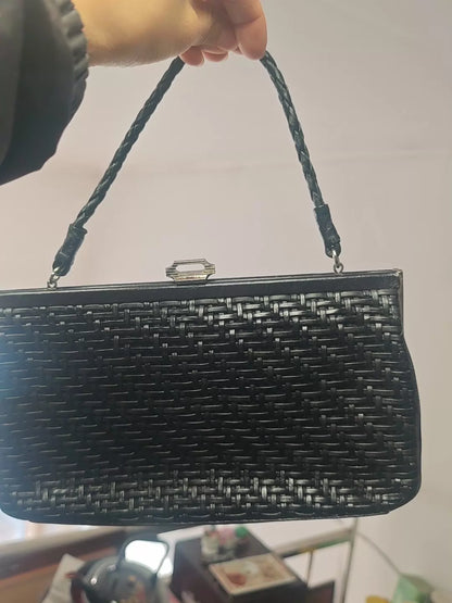 Japanese Vintage Woven Leather Evening Clutch — original seller image 2