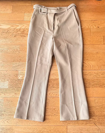 & Other Stories Beige Belted Cropped Trousers