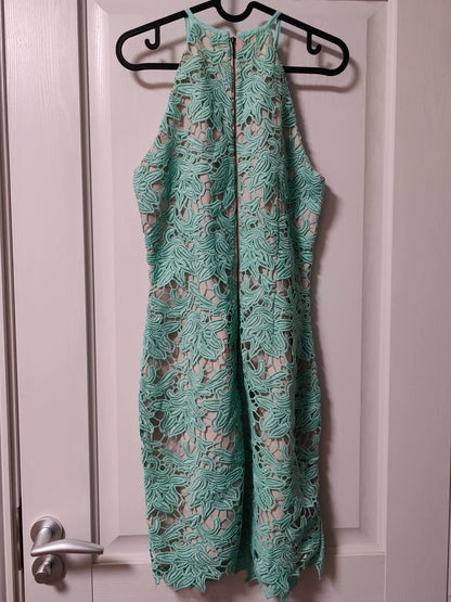 Keepsake seafoam lace halter dress — alternate view