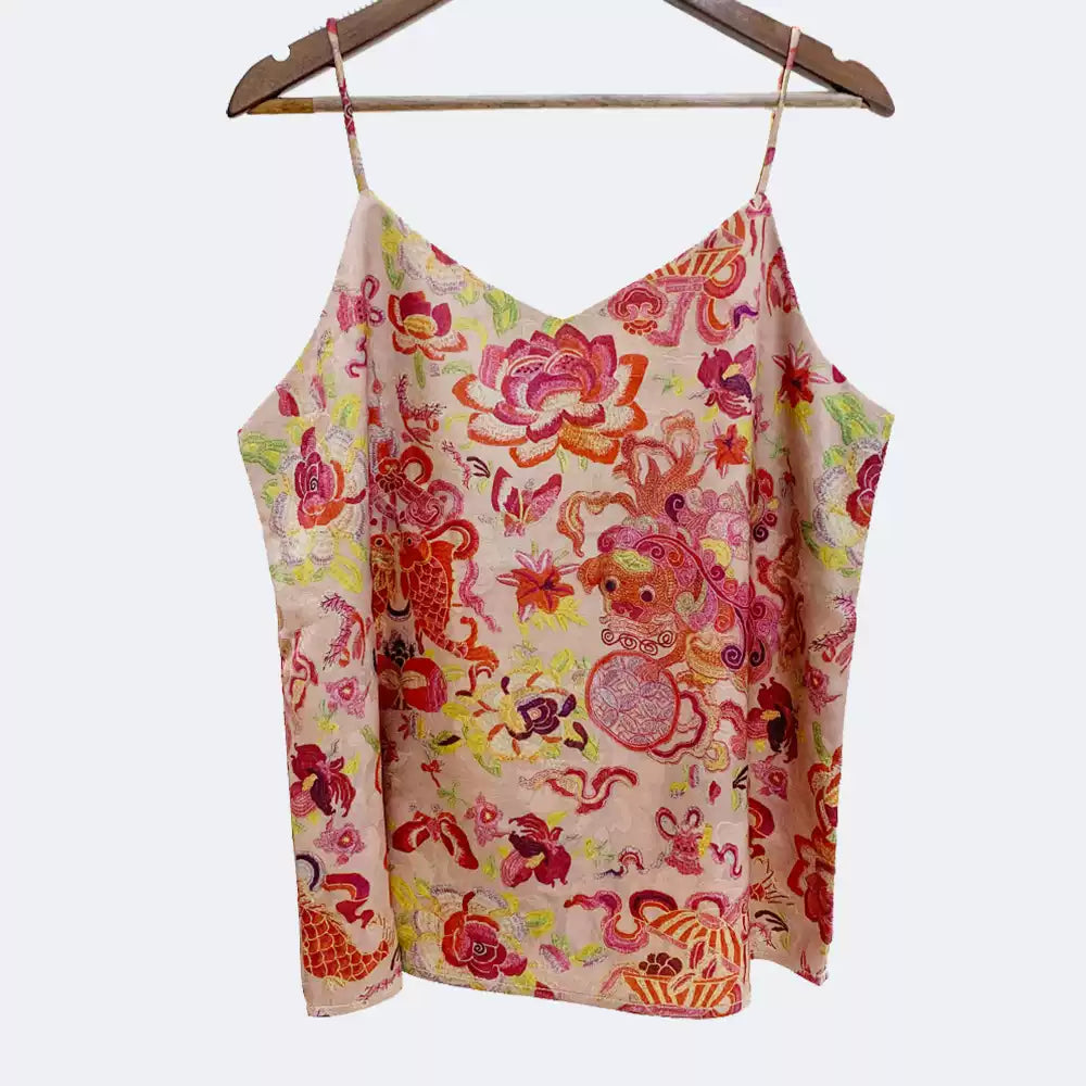 Yimengdu Floral Brocade-Effect Camisole Top — front view