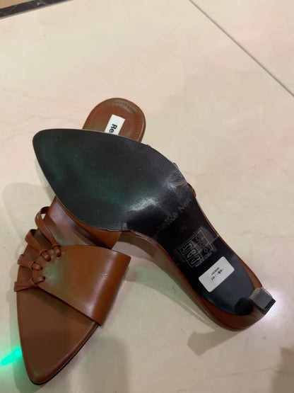 Reike Nen Brown Pointed Woven Mules – photograph 2