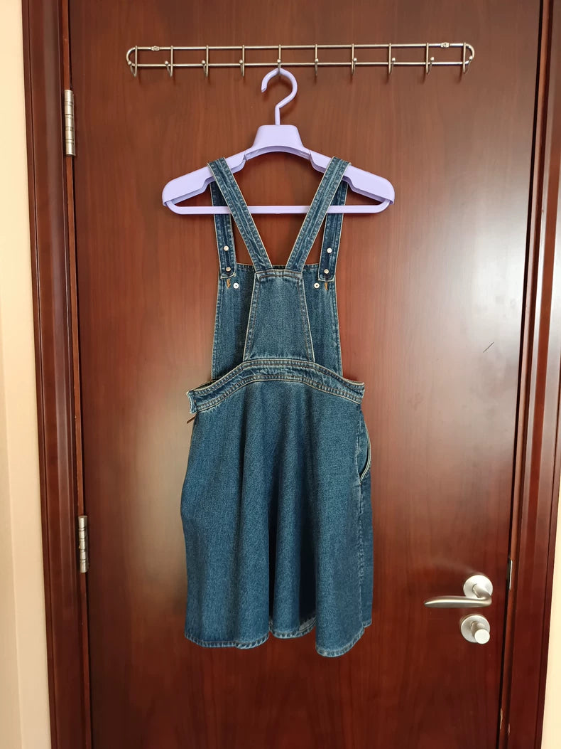 MONKI Dark Blue Denim Pinafore Dress