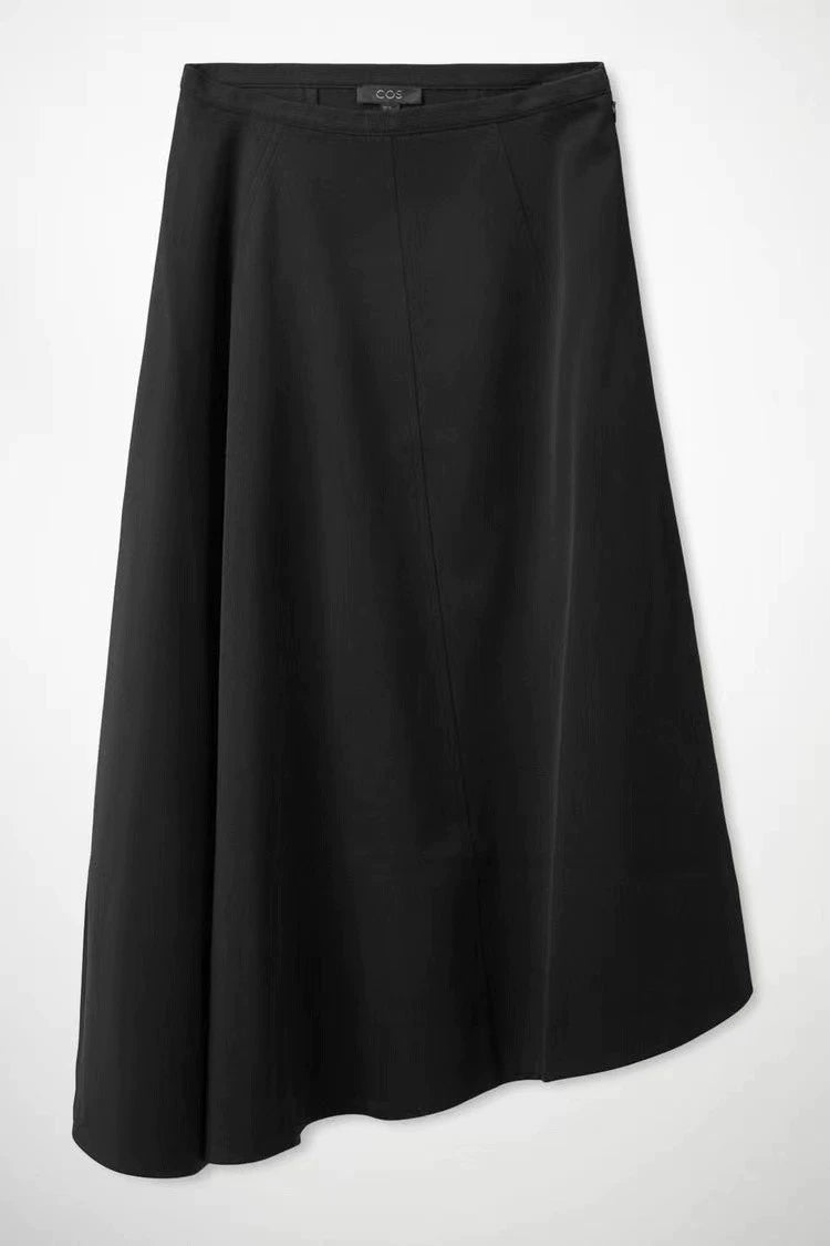 COS Black Asymmetric Cotton A-Line Skirt — product detail 4