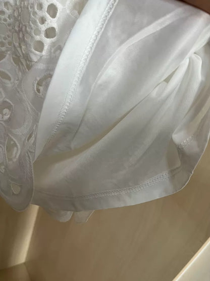 Ivory embroidered maxi skirt — lining detail