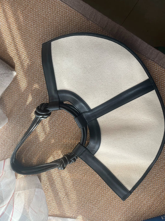 HEREU Ventall Small Canvas and Leather Bag — front view