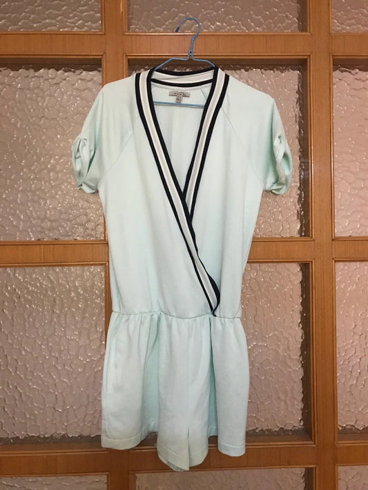 ZARA Mint Contrast-Trim Wrap Romper