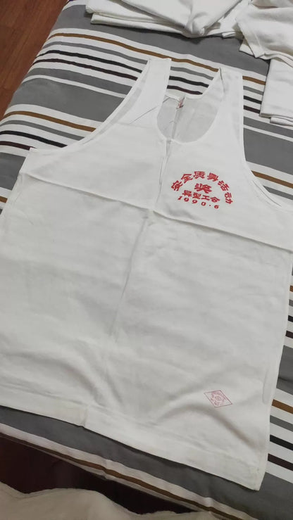Vintage Red-Print Cotton Commemorative Tank