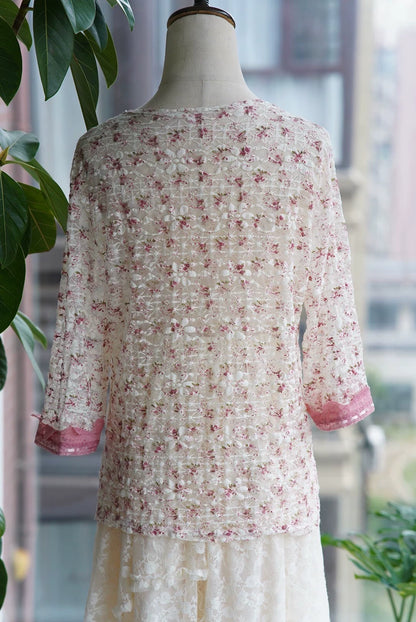 Rose-Lace Tie-Front Cardigan