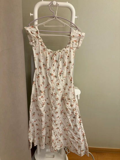 Reformation Floral Linen Midi Dress — Ivory