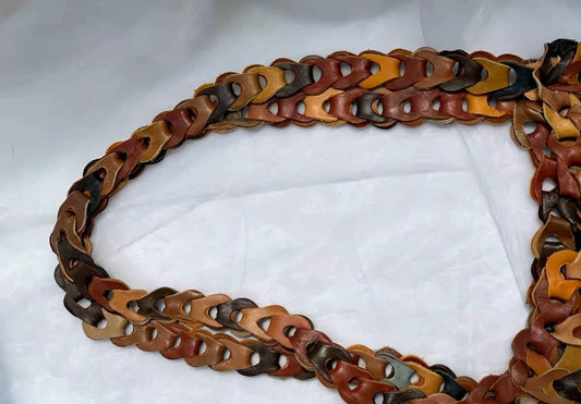 Vintage Multicolor Woven Leather Shoulder Bag — Visible Weave Damage