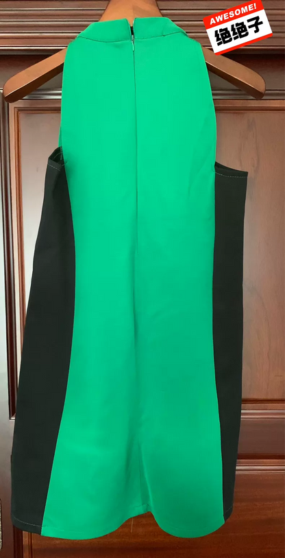 Emerald Colorblock Party Dress