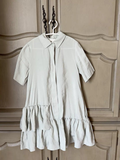 COS pale mint ruffle-hem shirt dress, front