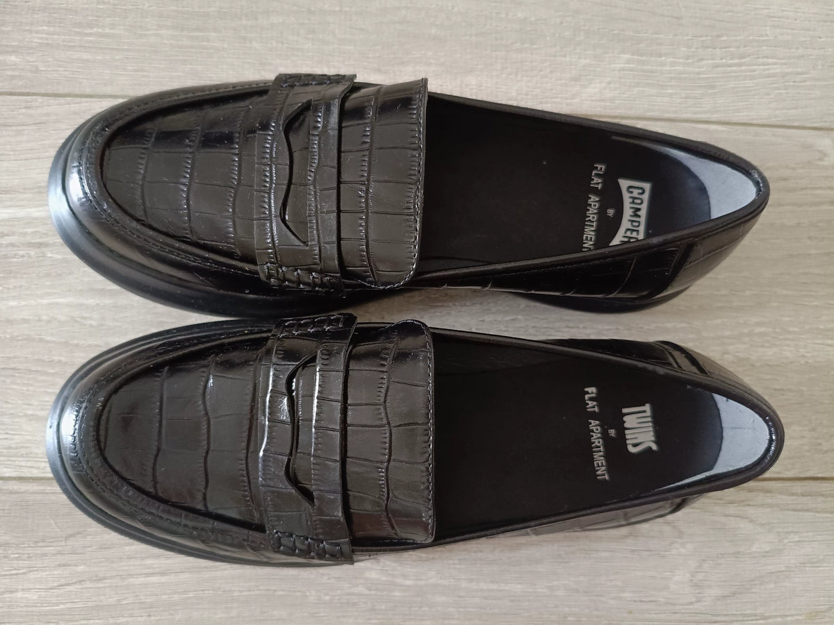Actual Camper black textured penny loafers