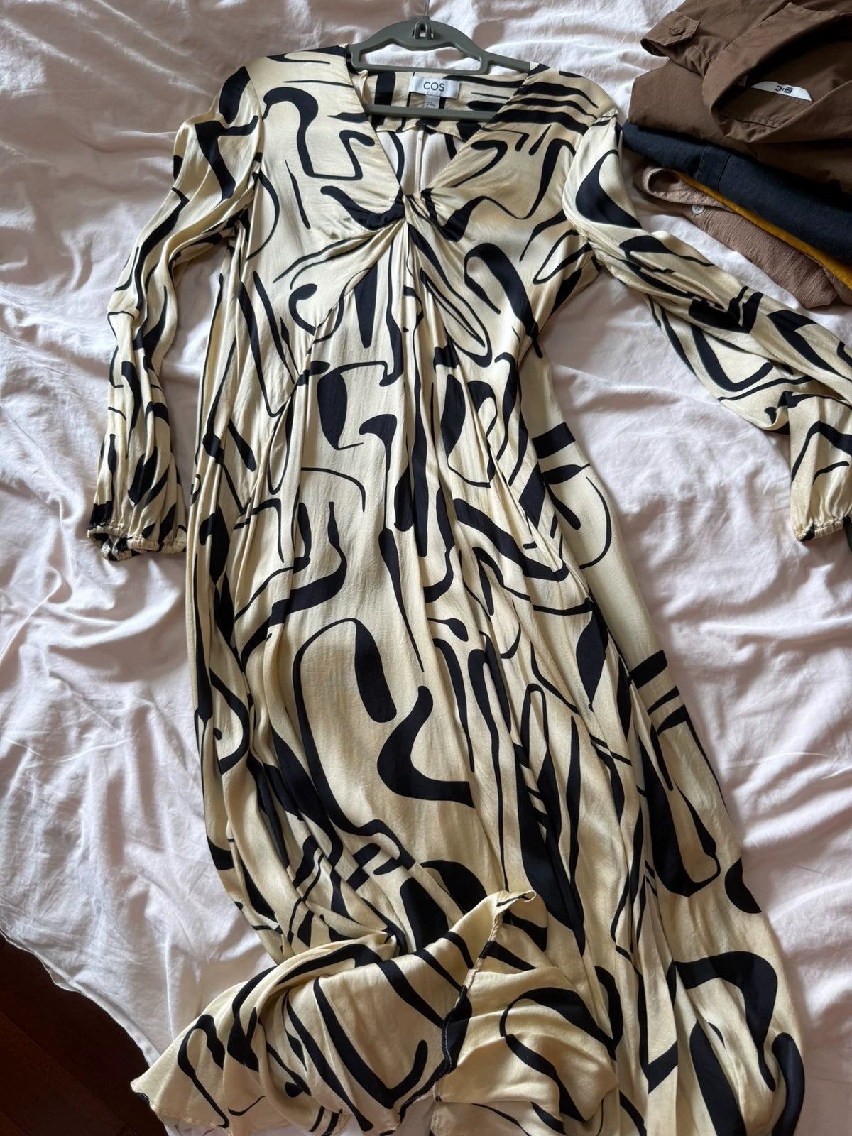 COS beige and black abstract-print dress, actual item