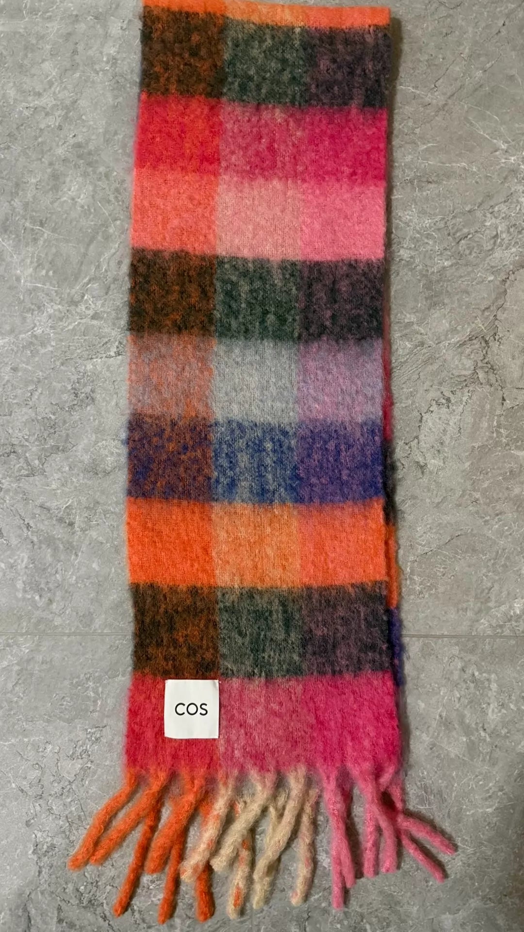 COS multicolour checked fringed scarf, actual item