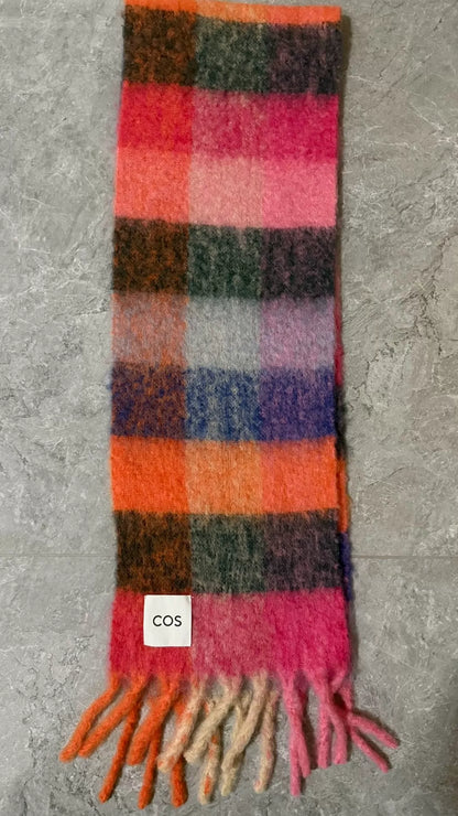 COS multicolour checked fringed scarf, actual item