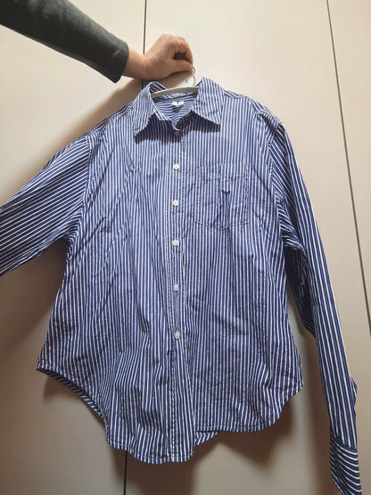 ARKET blue and white striped cotton shirt, actual front view