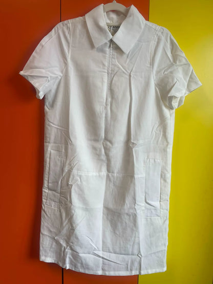 COS cream short-sleeve utility dress, front view