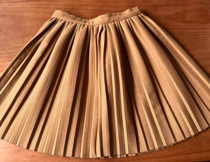 COS caramel pleated mini skirt, flat-lay view