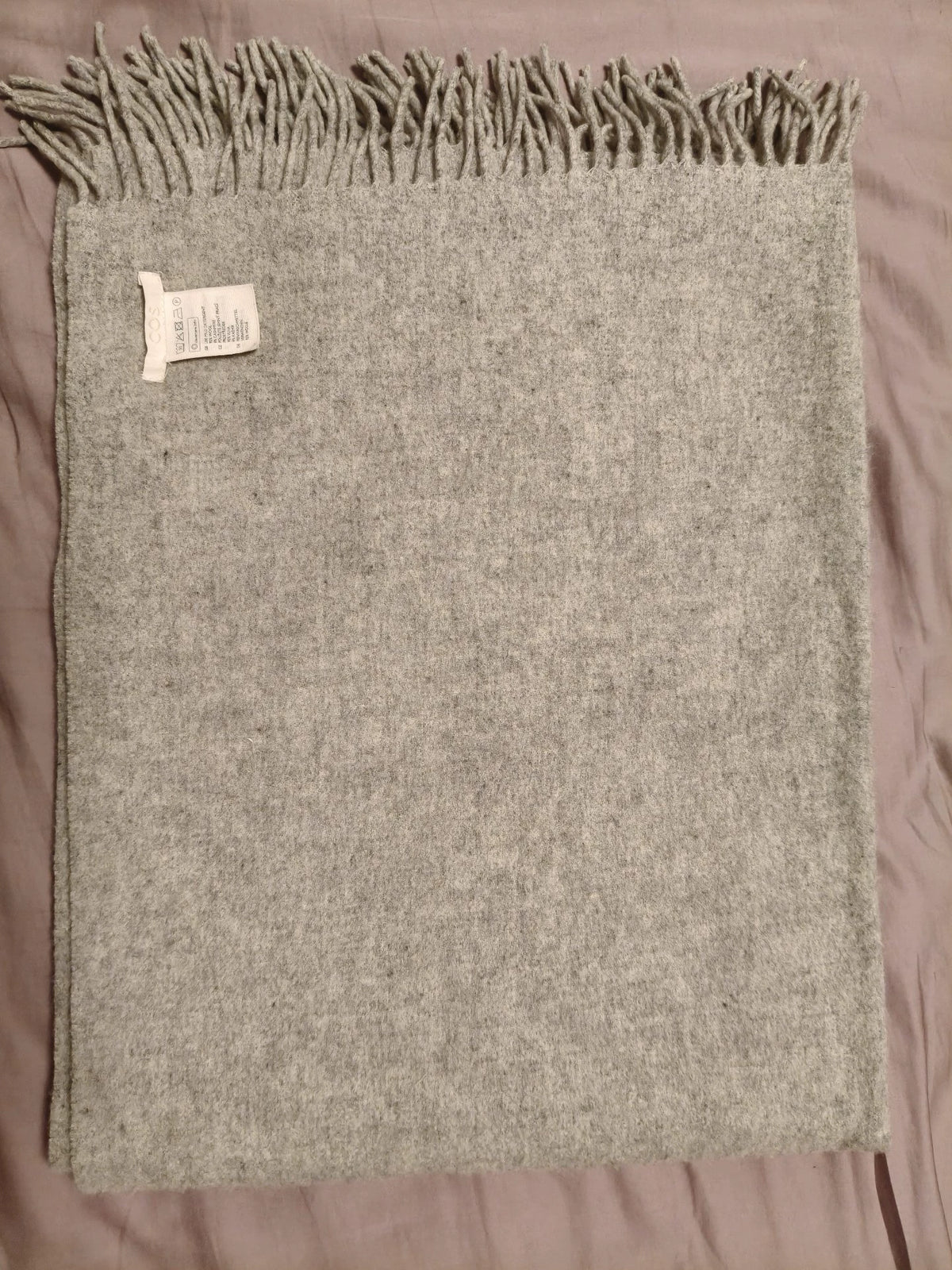 COS light grey fringed wool-cashmere scarf, actual item
