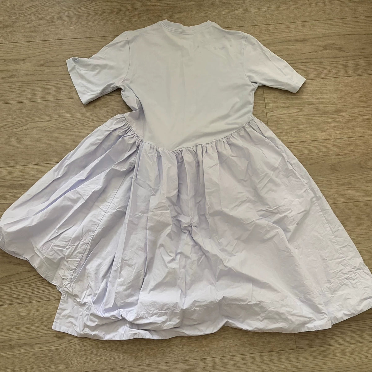 COS pale blue panelled short-sleeve dress, back view