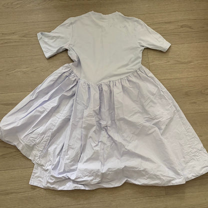 COS pale blue panelled short-sleeve dress, back view